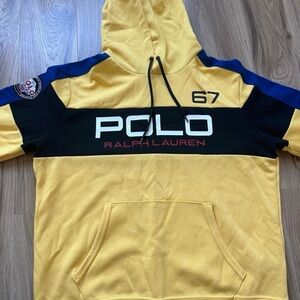 Polo Ralph Lauren Double-Knit Alpine Ski Embroidered Yellow Pullover Hoodie